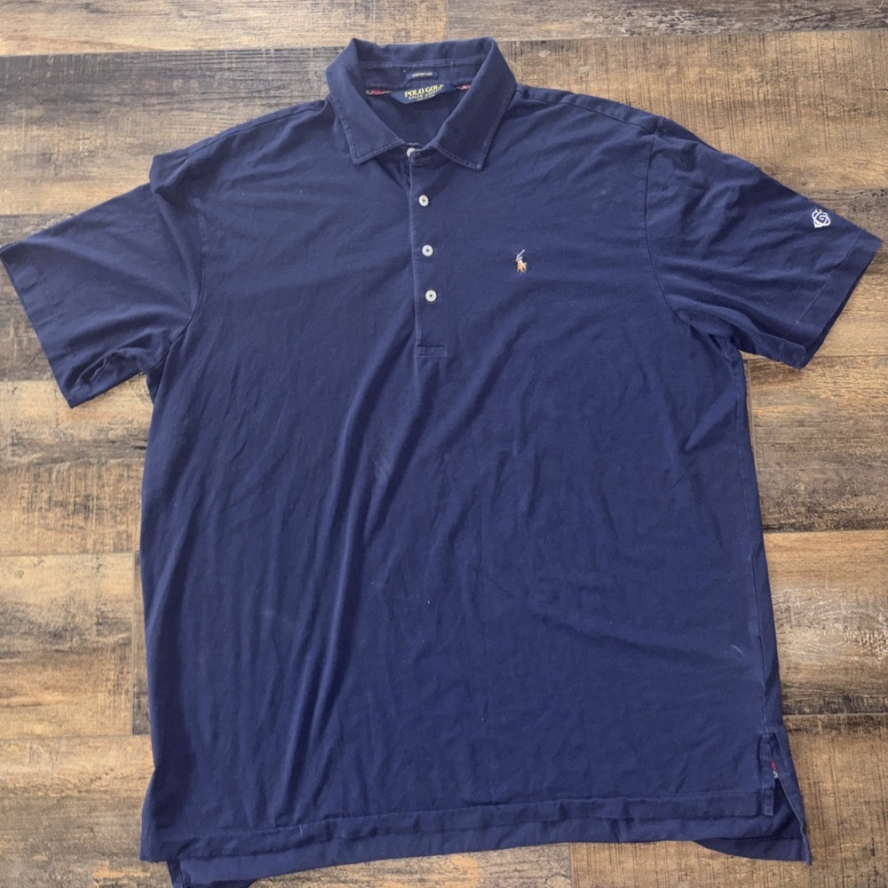 Polo Golf Ralph Lauren Blue Stretch Lisle S/S Polo Shirt Mens Size XL Preppy